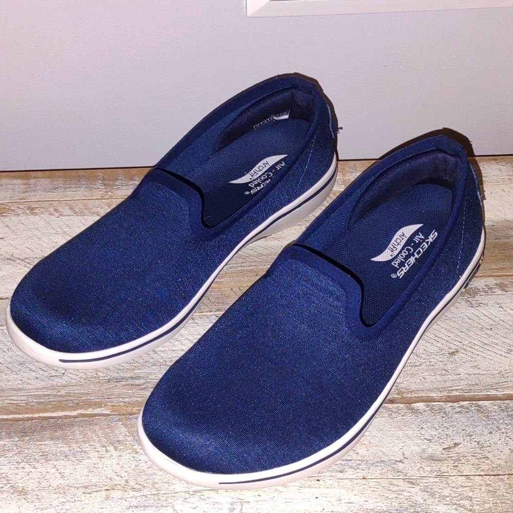 Skechers Navy Blue Slip On Air Cooled Sneakers Shoes